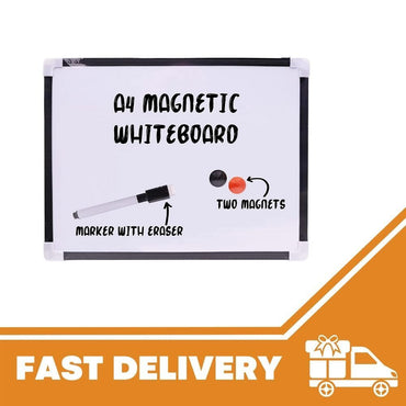 Small A4 Magnetic Whiteboard with White Dry Wipe Home Office School Memo Board - ZYBUX